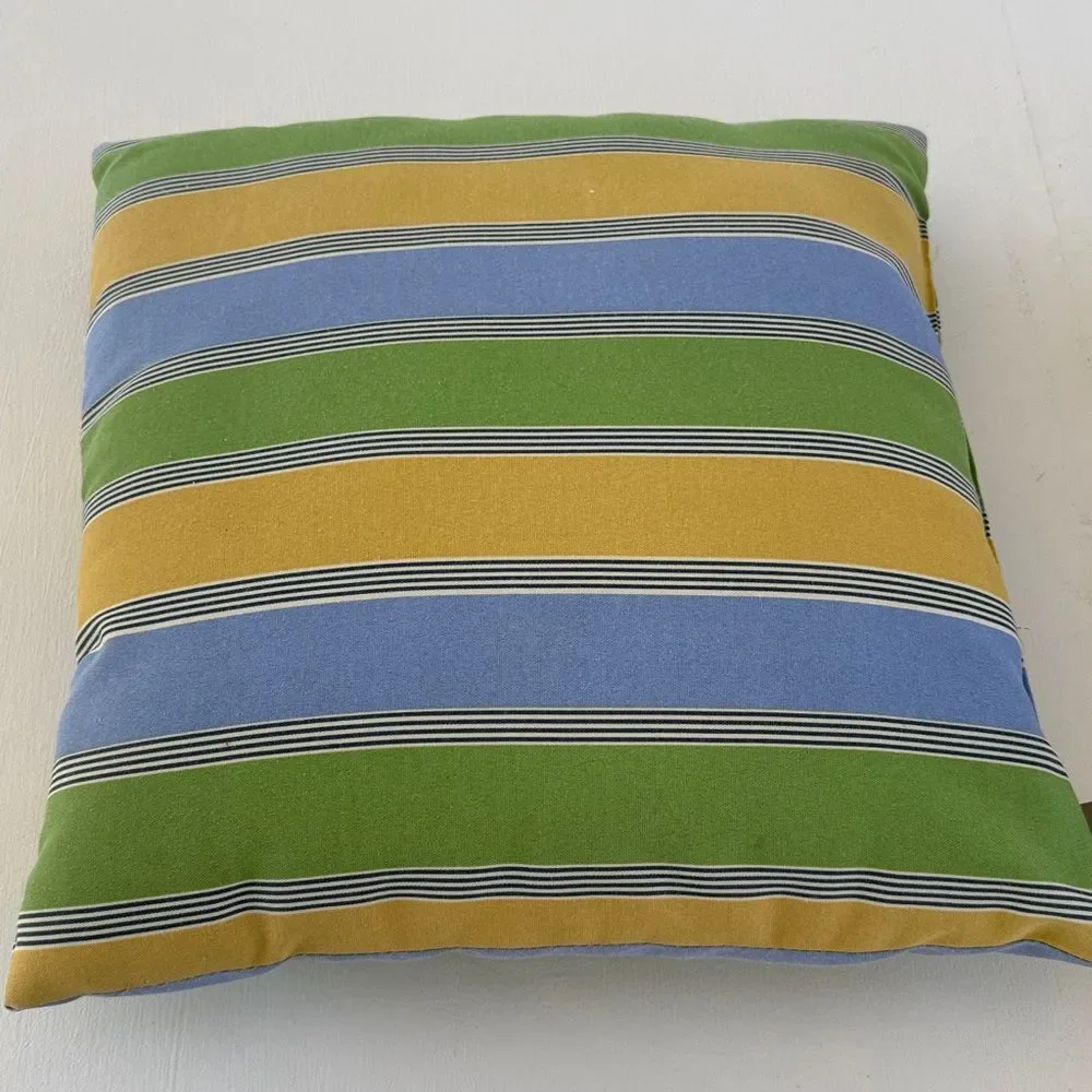AMERICAN MILLS INC GOLD GREEN BLUE STRIPE OUTDOOR PILLOW PORCH PATIO SQUARE -1